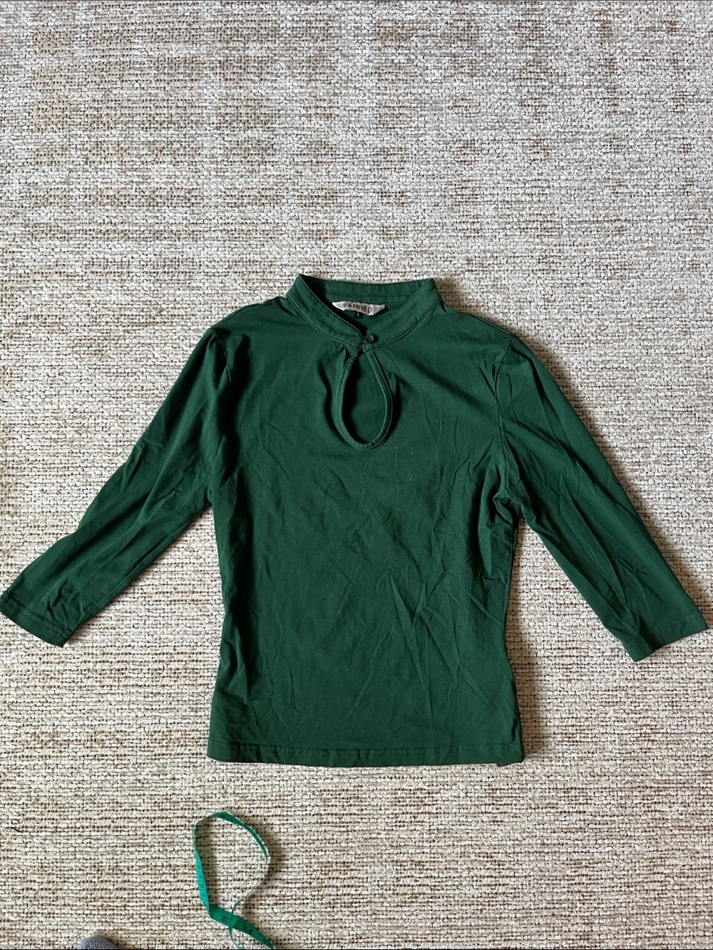 Women's Forest Green Mock Neck Keyhole Long Sleeve Top